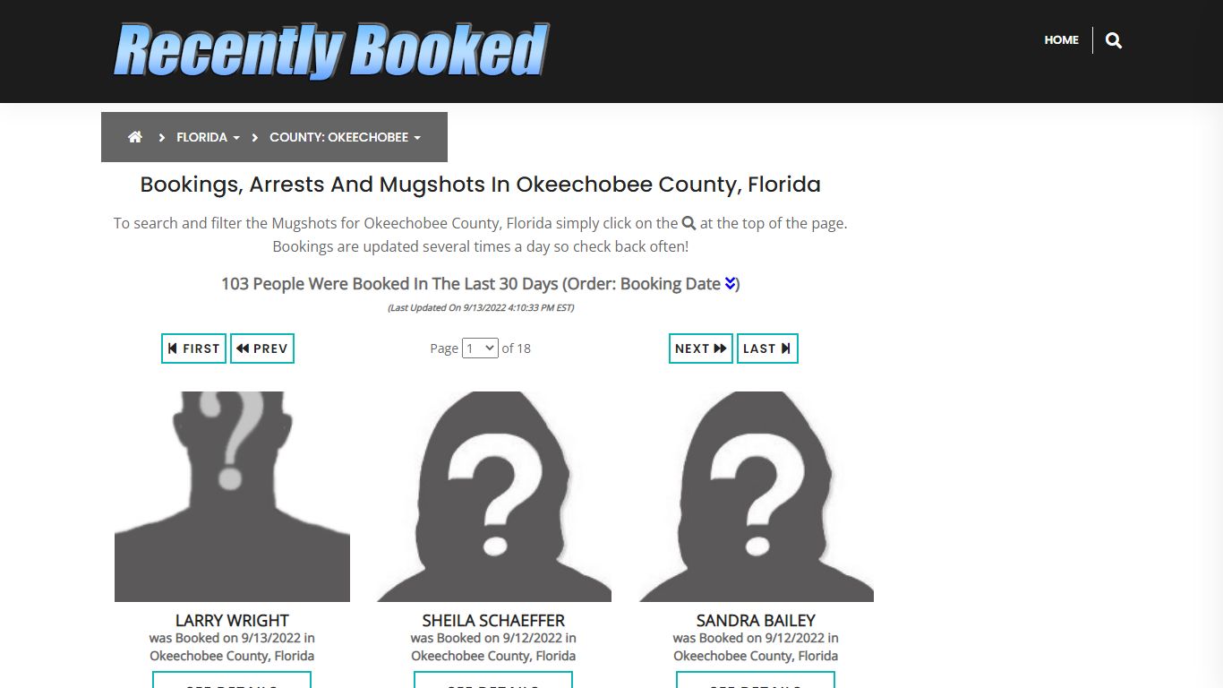 Bookings, Arrests and Mugshots in Okeechobee County, Florida